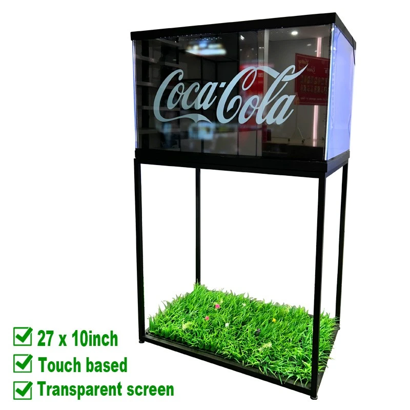 27×10" Transparent LCD Touch Display with Metal Floor Stand
