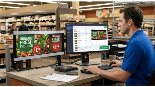 Bar LCD CMS Integration: Content Publishing, Device Control, and Store Operat...