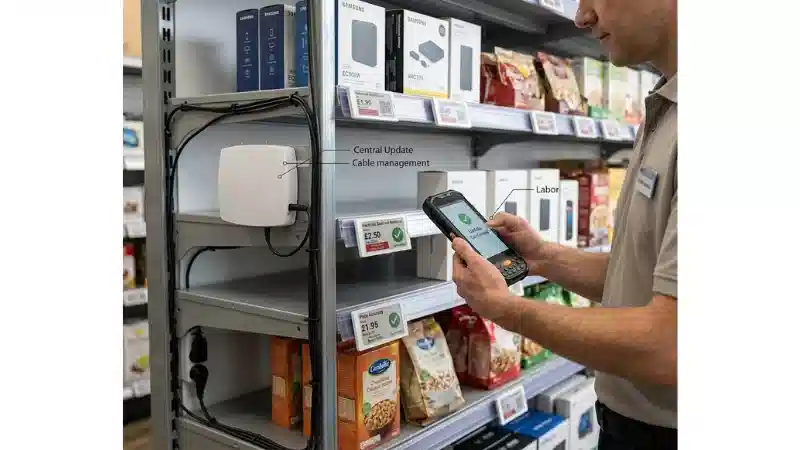 Electronic shelf labels illustrating operational efficiency and ROI drivers Electronic shelf labels illustrating operational efficiency and ROI drivers