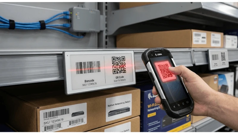 Technical ESL setup for barcode and QR-code readability and operational use Technical ESL setup for barcode and QR-code readability and operational use