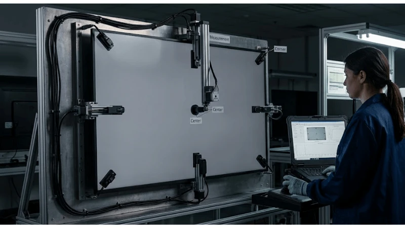 Commercial LCD display illustrating luminance uniformity acceptance testing