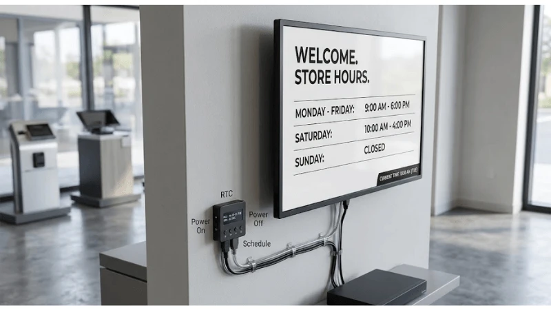 Technical commercial LCD setup for scheduled power control and RTC operation Technical commercial LCD setup for scheduled power control and RTC operation