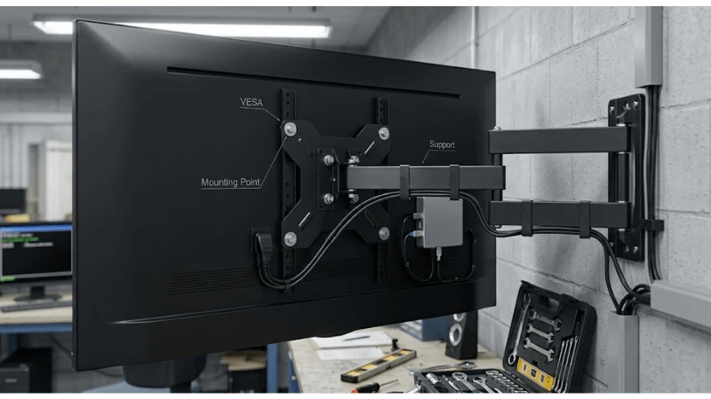 Commercial LCD display illustrating thermal path, airflow and dust management