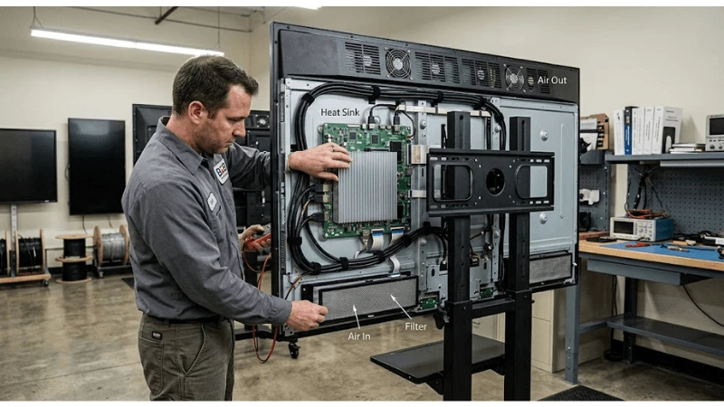 Commercial LCD display illustrating panel revision management and replacement compatibility