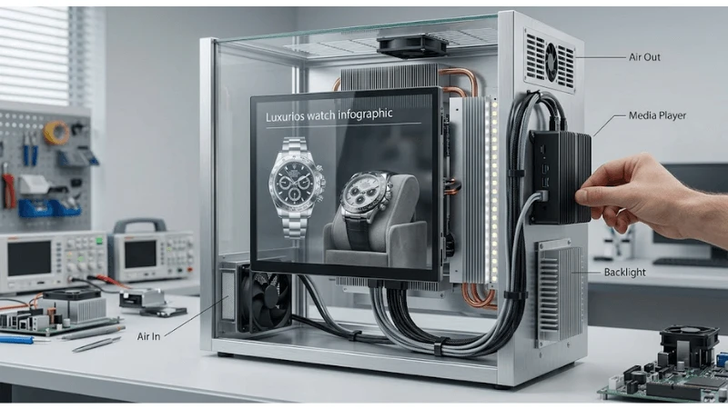 Transparent LCD showcase illustrating installation acceptance and commissioning Transparent LCD showcase illustrating installation acceptance and commissioning