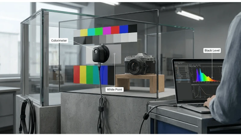 Transparent LCD showcase illustrating cleaning and optical-stack maintenance