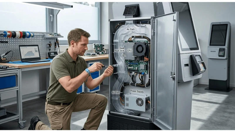 Technical self-service kiosk setup for payment hardware and PCI-scope boundaries