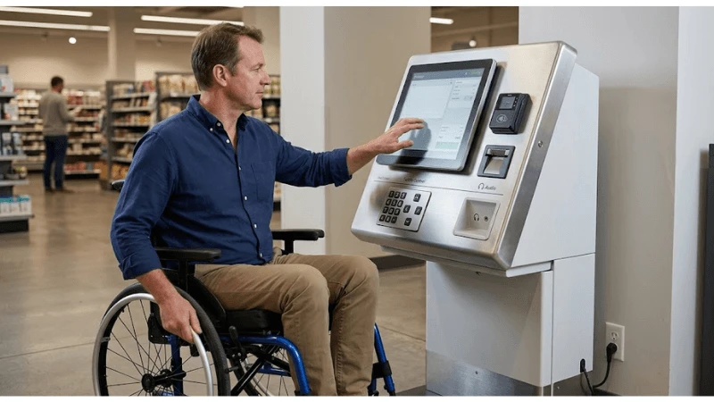 Self-service kiosk illustrating OS lockdown and application auto-recovery