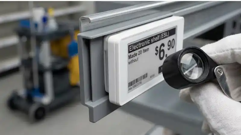 Technical detail for electronic shelf label cleaning showing the installed hardware and service interfaces Technical detail for electronic shelf label cleaning showing the installed hardware and service interfaces