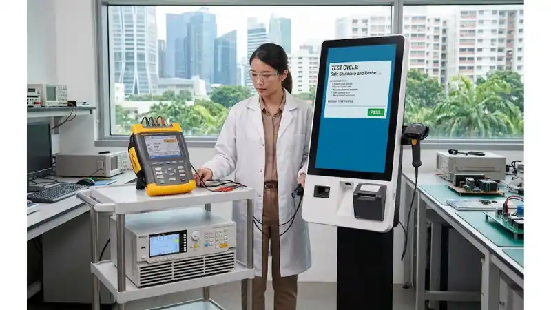 Acceptance testing for kiosk power protection in a professional engineering workflow Acceptance testing for kiosk power protection in a professional engineering workflow