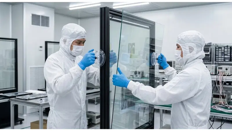 transparent LCD protective glass in a realistic commercial installation