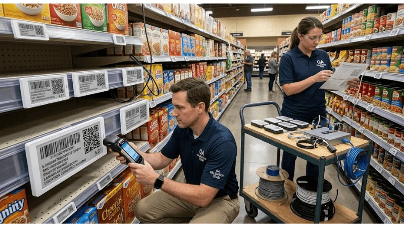 Acceptance testing for electronic shelf label barcode scanability Acceptance testing for electronic shelf label barcode scanability