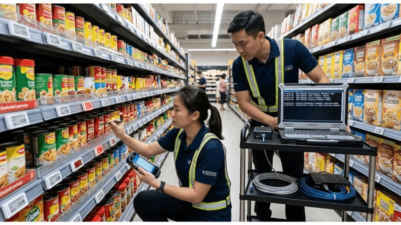 Acceptance testing for electronic shelf label LED task orchestration