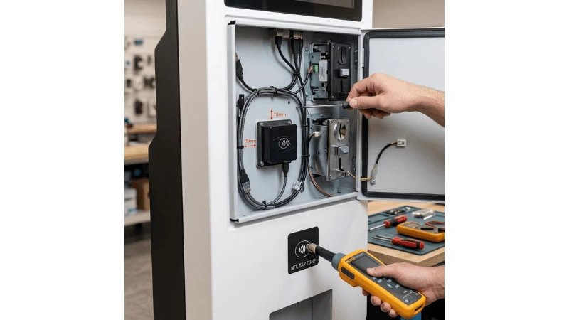 kiosk NFC reader RF design in a production-equivalent retail installation