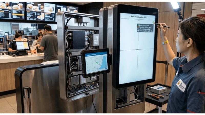 kiosk touchscreen calibration drift in a production-equivalent retail installation kiosk touchscreen calibration drift in a production-equivalent retail installation