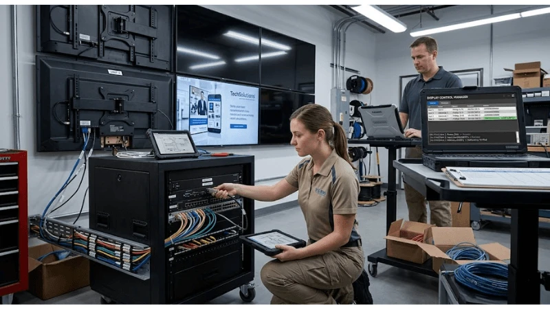 commercial LCD RS-232 LAN control commissioning in a production-equivalent retail installation commercial LCD RS-232 LAN control commissioning in a production-equivalent retail installation