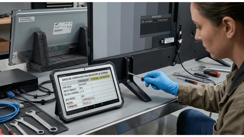 Technical detail showing approved settings inventory and model/firmware-specific configuration schema