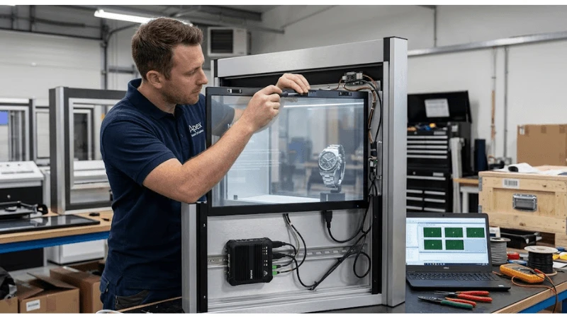 transparent LCD proximity sensor integration in a production-equivalent retail installation