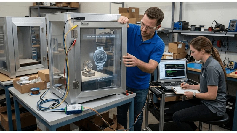 Acceptance testing for transparent LCD door interlock
