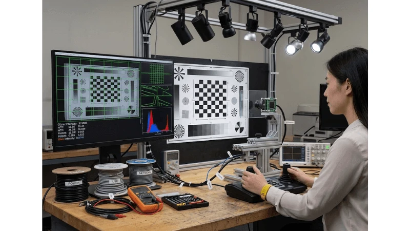 Acceptance testing for kiosk camera module integration on production-equivalent equipment