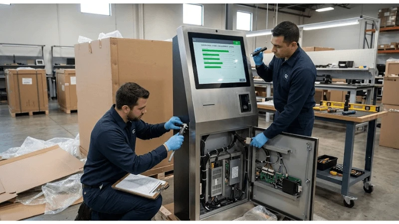 Acceptance testing for kiosk shipping packaging qualification on production-equivalent equipment