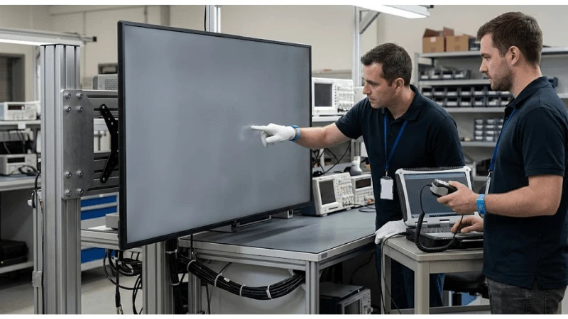 commercial LCD mura luminance uniformity acceptance in a realistic commercial installation