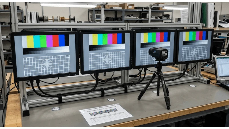 Acceptance testing for commercial LCD mura luminance uniformity acceptance on production-equivalent equipment Acceptance testing for commercial LCD mura luminance uniformity acceptance on production-equivalent equipment