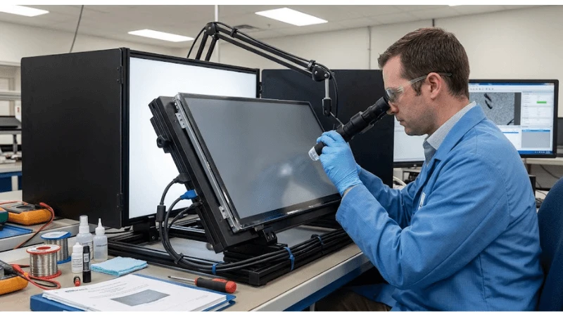 commercial LCD optical bonding quality inspection in a realistic commercial installation commercial LCD optical bonding quality inspection in a realistic commercial installation