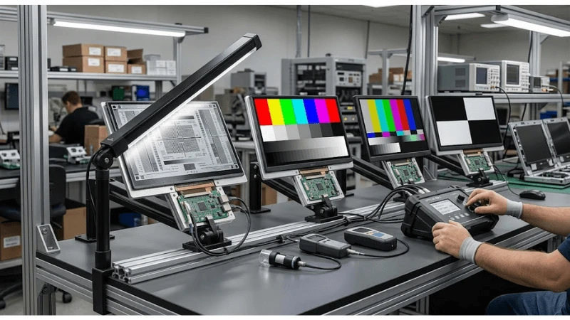 Acceptance testing for commercial LCD optical bonding quality inspection on production-equivalent equipment Acceptance testing for commercial LCD optical bonding quality inspection on production-equivalent equipment