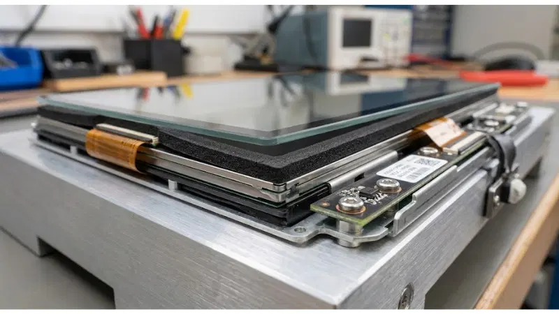 Technical integration detail for commercial LCD cover glass air gap Newton rings