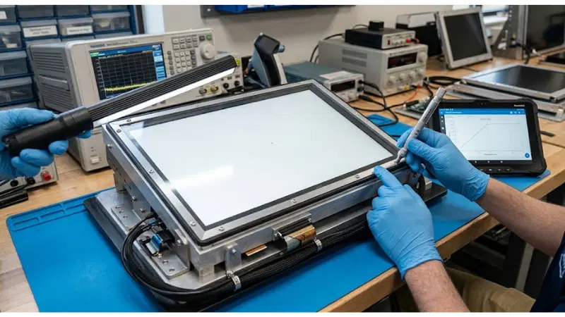 Acceptance testing for commercial LCD cover glass air gap Newton rings on production-equivalent equipment Acceptance testing for commercial LCD cover glass air gap Newton rings on production-equivalent equipment