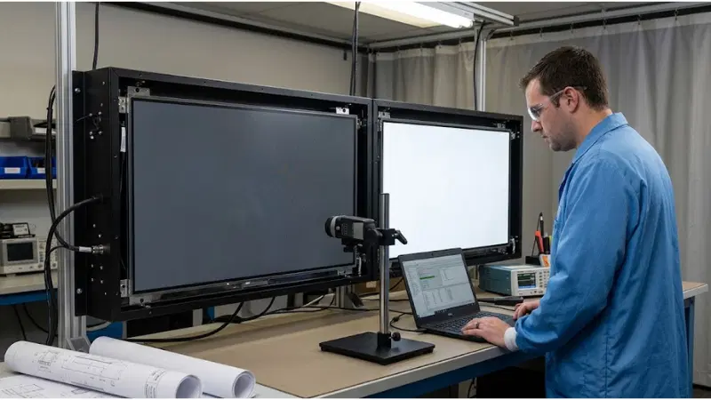 Acceptance testing for transparent LCD edge lighting uniformity bezel masking on production-equivalent equipment Acceptance testing for transparent LCD edge lighting uniformity bezel masking on production-equivalent equipment