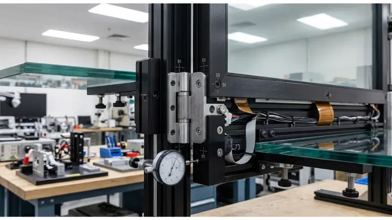 Technical integration detail for transparent LCD cabinet deflection optical alignment Technical integration detail for transparent LCD cabinet deflection optical alignment